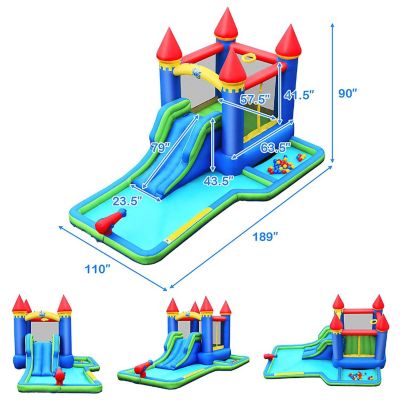Costway Inflatable Castle Bouncer Bounce House Slide Water Park BallPit with 580W Blower Image 1