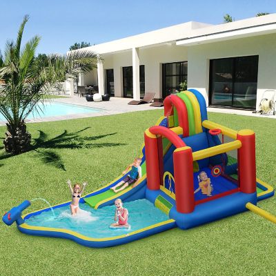 Costway Inflatable Kid Bounce House Slide Climbing Splash Pool Jumping Castle Image 1