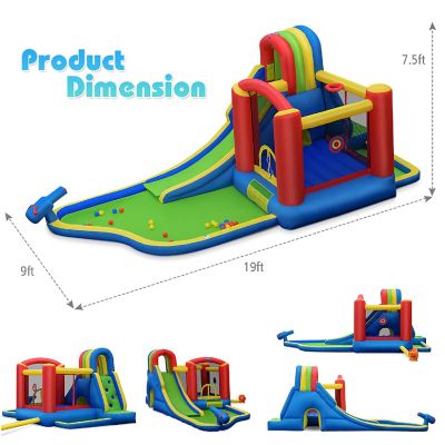 Costway Inflatable Kid Bounce House Slide Climbing Splash Pool Jumping Castle Image 2