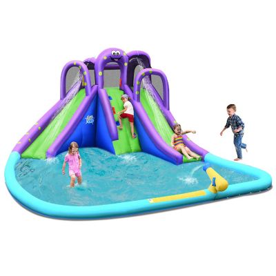 Costway Inflatable Water Park Octopus Bounce House 2 Slides Climbing Wall Without Blower Image 1