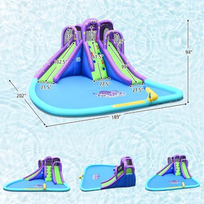 Costway Inflatable Water Park Octopus Bounce House 2 Slides Climbing Wall Without Blower Image 1