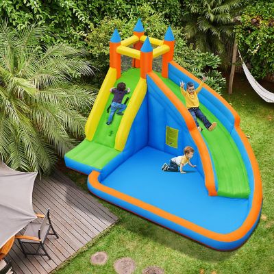 Costway Inflatable Water Slide Mighty Bounce House Castle Moonwalk Splash Pool without Blower Image 2