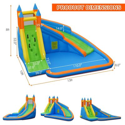 Costway Inflatable Water Slide Mighty Bounce House Castle Moonwalk Splash Pool without Blower Image 3