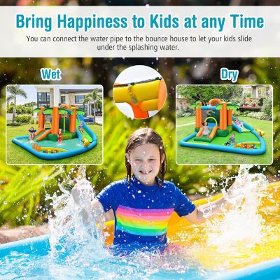 Costway Inflatable Water Slide Park Kid Bounce House w/Upgraded Handrail Blower Excluded Image 2