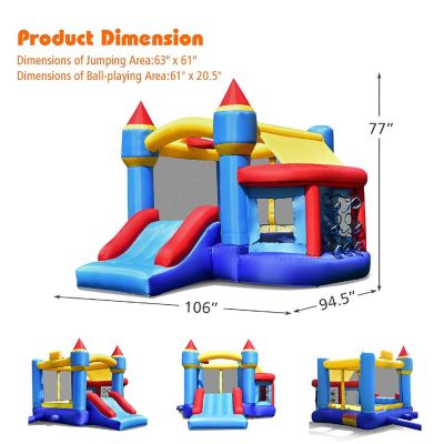 Costway InflatableBounce House Castle Slide Bouncer Kids Shooting Net/Without Blower Image 1