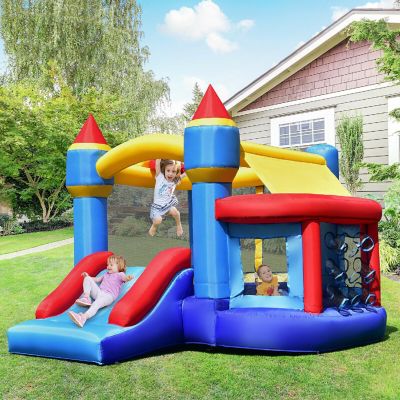 Costway InflatableBounce House Castle Slide Bouncer Kids Shooting Net/Without Blower Image 2