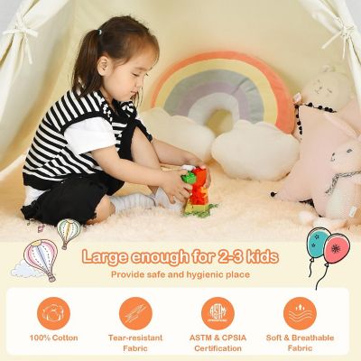 Costway Kids Canvas Play Tent Foldable Playhouse Toys for Indoor Outdoor Image 3