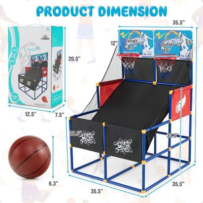 Costway Kids Dual Shot Basketball Arcade Game w/4 Balls Pump Easy Quick Assembling Gift Image 2