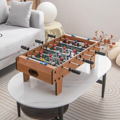 Costway Mini Foosball Table, 27in Soccer Game Table w/ 2 Footballs and Soccer Keepers, Portable Football Game Set for Kids & Adults Image 1