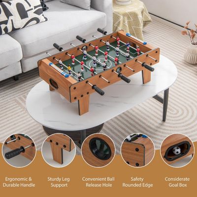 Costway Mini Foosball Table, 27in Soccer Game Table w/ 2 Footballs and Soccer Keepers, Portable Football Game Set for Kids & Adults Image 3