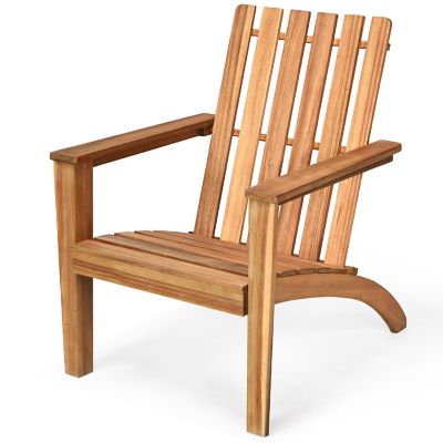 Costway Patio Acacia Wood Adirondack Chair Lounge Armchair Durable Outdoor Garden Yard Image 1