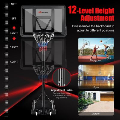 Costway Portable Basketball Hoop Stand Adjustable Height W/Shatterproof Backboard Wheels Image 2