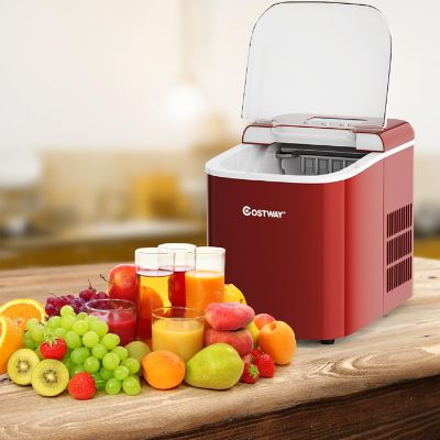 Costway Portable Ice Maker Machine Countertop 26LBS/24H LCD Display w/Ice Scoop Red Image 2