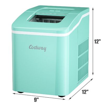 Costway Portable Ice Maker Machine Countertop 26Lbs/24H Self-cleaning w/ Scoop Green Image 1
