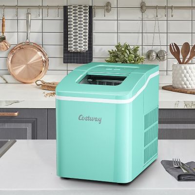 Costway Portable Ice Maker Machine Countertop 26Lbs/24H Self-cleaning w/ Scoop Green Image 3
