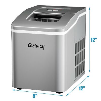 Costway Portable Ice Maker Machine Countertop 26Lbs/24H Self-cleaning w/ Scoop Silver Image 1