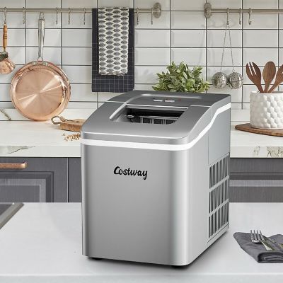 Costway Portable Ice Maker Machine Countertop 26Lbs/24H Self-cleaning w/ Scoop Silver Image 3