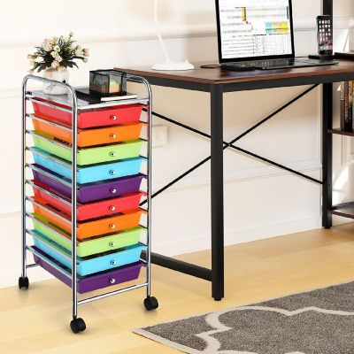 Costway Rolling Storage Cart with 10 Drawers Scrapbook Office School Organizer Multicolor Image 2