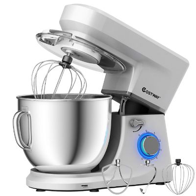 Costway Tilt-Head Stand Mixer 7.5 Qt 6 Speed 660W with Dough Hook, Whisk & Beater Silver Image 1