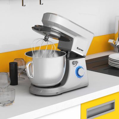 Costway Tilt-Head Stand Mixer 7.5 Qt 6 Speed 660W with Dough Hook, Whisk & Beater Silver Image 2