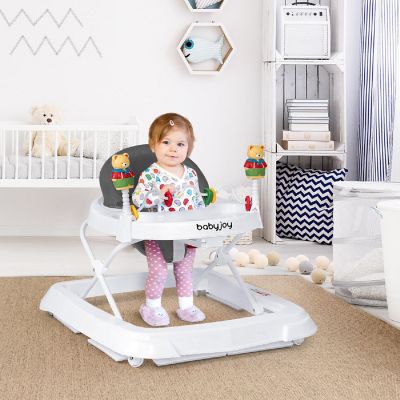 Costway Walker Adjustable Height Removable Toy Wheels Folding Portable Grey Image 1