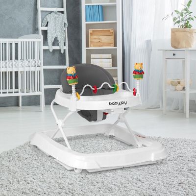 Costway Walker Adjustable Height Removable Toy Wheels Folding Portable Grey Image 2