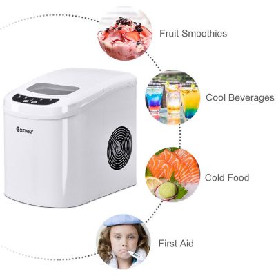 Costway White Portable Compact Electric Ice Maker Machine Mini Cube 26lb/Day Image 2