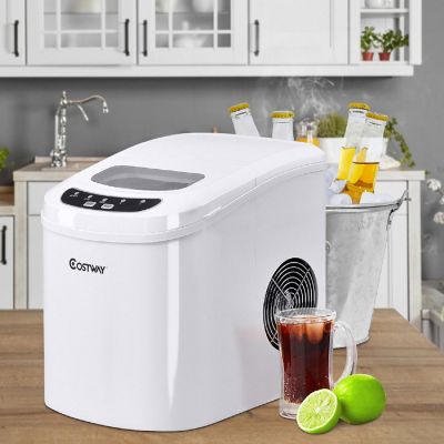 Costway White Portable Compact Electric Ice Maker Machine Mini Cube 26lb/Day Image 3