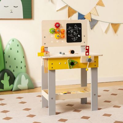 Costway Wooden Tool Bench Workbench Toy Play for Kids with Tools Set for Toddlers Ages 3 + Image 1