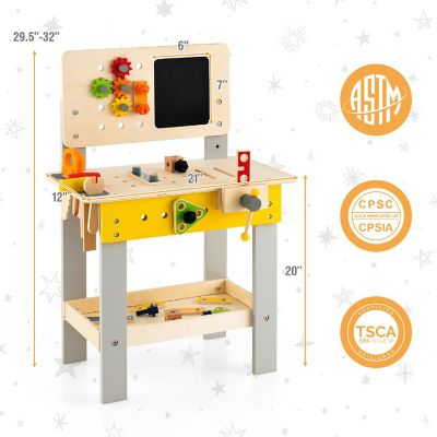 Costway Wooden Tool Bench Workbench Toy Play for Kids with Tools Set for Toddlers Ages 3 + Image 2
