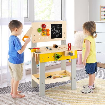 Costway Wooden Tool Bench Workbench Toy Play for Kids with Tools Set for Toddlers Ages 3 + Image 3