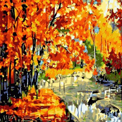 Crafting Spark - Painting by Numbers kit Crafting Spark Golden Autumn A109 19.69 x 15.75 in Image 1