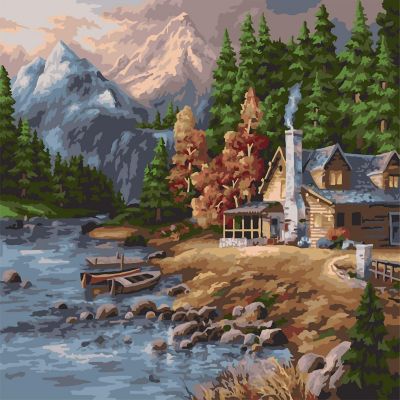Crafting Spark - Painting by Numbers kit Crafting Spark Hunters Hut A151 19.69 x 15.75 in Image 1