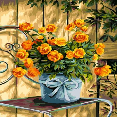 Crafting Spark - Painting by Numbers kit Crafting Spark Orange Flower Bouquet B100 19.69 x 15.75 in Image 1