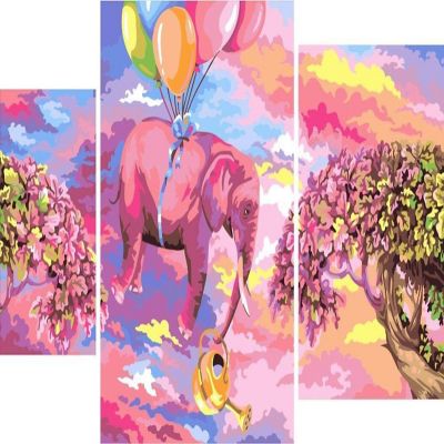 Crafting Spark - Painting by Numbers kit Crafting Spark Pink Elephant I019 19.69 x 15.75 in Image 1