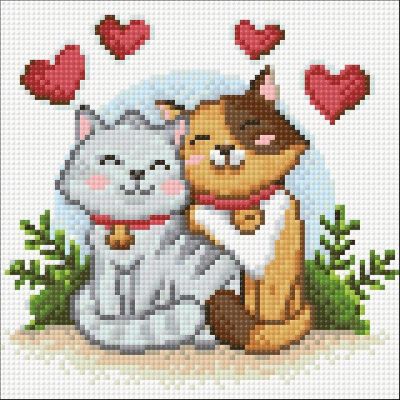 Crafting Spark (Wizardi) - Cat Love CS2696 7.9 x 7.9 inches Crafting Spark Diamond Painting Kit Image 1