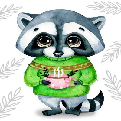 Crafting Spark (Wizardi) - Cute Racoon CS2701 5.9 x 7.9 inches Crafting Spark Diamond Painting Kit Image 1