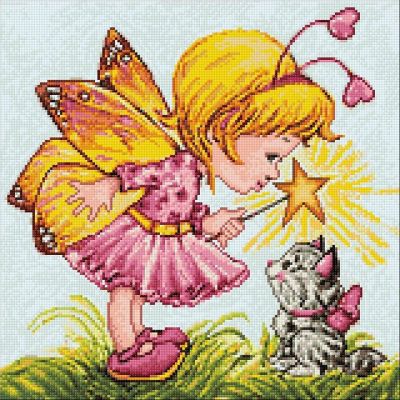 Crafting Spark (Wizardi) - Fairy with Kitten CS2496 15.7 x 15.7 inches Crafting Spark Diamond Painting Kit Image 1