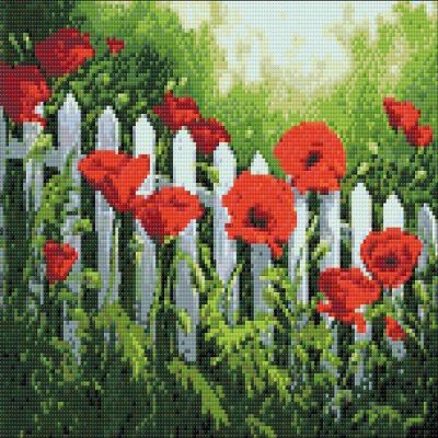 Crafting Spark (Wizardi) - Garden Poppies WD008 14.9 x 10.6 inches Wizardi Diamond Painting Kit Image 1