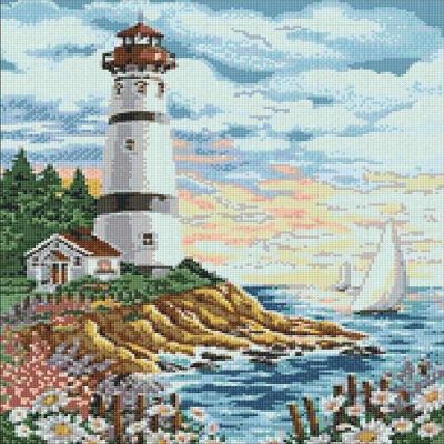 Crafting Spark (Wizardi) - Lighthouse at Sunrise WD095 14.9 x 18.9 inches Wizardi Diamond Painting Kit Image 1