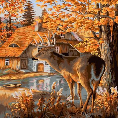 Crafting Spark (Wizardi) - Painting by Numbers kit Crafting Spark Cabin in the Woods H116 19.69 x 15.75 in Image 1