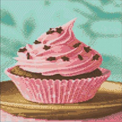 Crafting Spark (Wizardi) - Pink Cupcake WD042 10.6 x 14.9 inches Wizardi Diamond Painting Kit Image 1