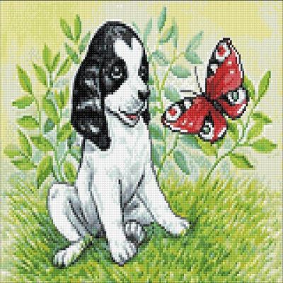 Crafting Spark (Wizardi) - Puppy and Butterfly CS2675 15.8 x 11.8 inches Crafting Spark Diamond Painting Kit Image 1