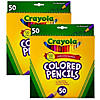 Crayola Colored Pencils, Full Length, Assorted Colors, 50 Per boProper, 2 BoProperes Image 1