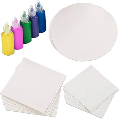 Creative Kids Spin & Paint Refill Pack - 8 x Large Cards - 8 x Small Cards - 4 x Round Cards - 5 Bottles of Colored Paint Image 3