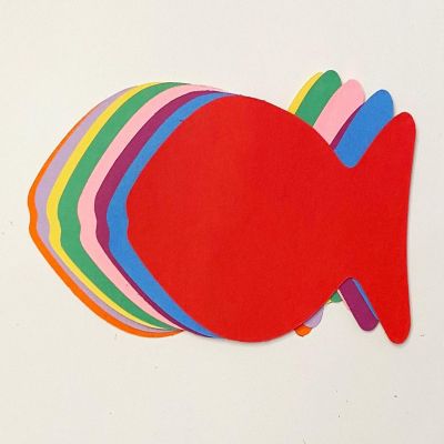 Creative Shapes Etc.  -  Faith Fish Large Assorted Color Construction Paper Craft Cut-outs Image 1