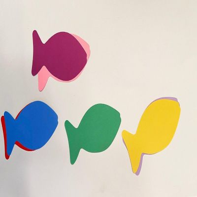 Creative Shapes Etc.  -  Faith Fish Large Assorted Color Construction Paper Craft Cut-outs Image 3