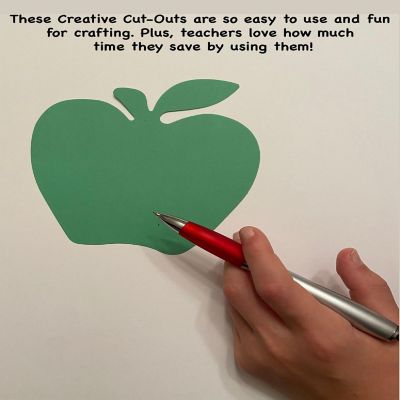 Creative Shapes Etc. - Small Single Color Construction Paper Craft Cut-out - Green Apple Image 1