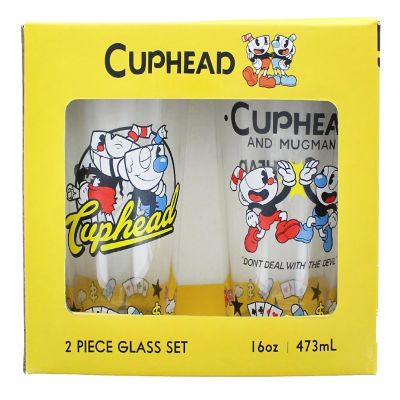 Cuphead and Mugman 16 Ounce Pint Glass Set Image 1
