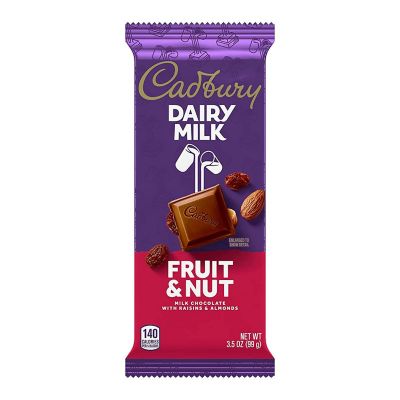 DAIRY MILK Fruit & Nut Milk Chocolate with Raisins and Almonds Full Size, Individually Wrapped Candy Bars, 3.5 oz (Case of 14) Image 1